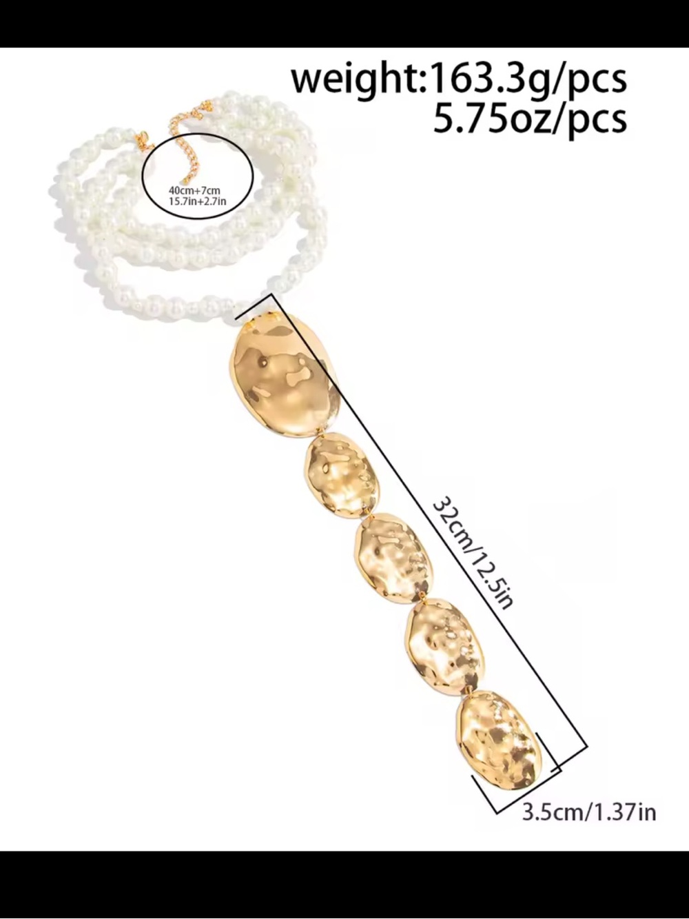 Avangarde Pearl Gold Multi-Strand  Necklace - Picture 3 of 6